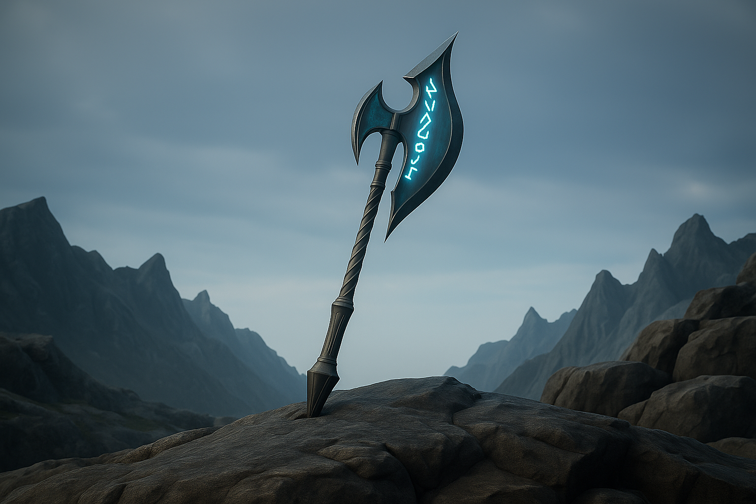Concept art for a legendary Warden's axe.
